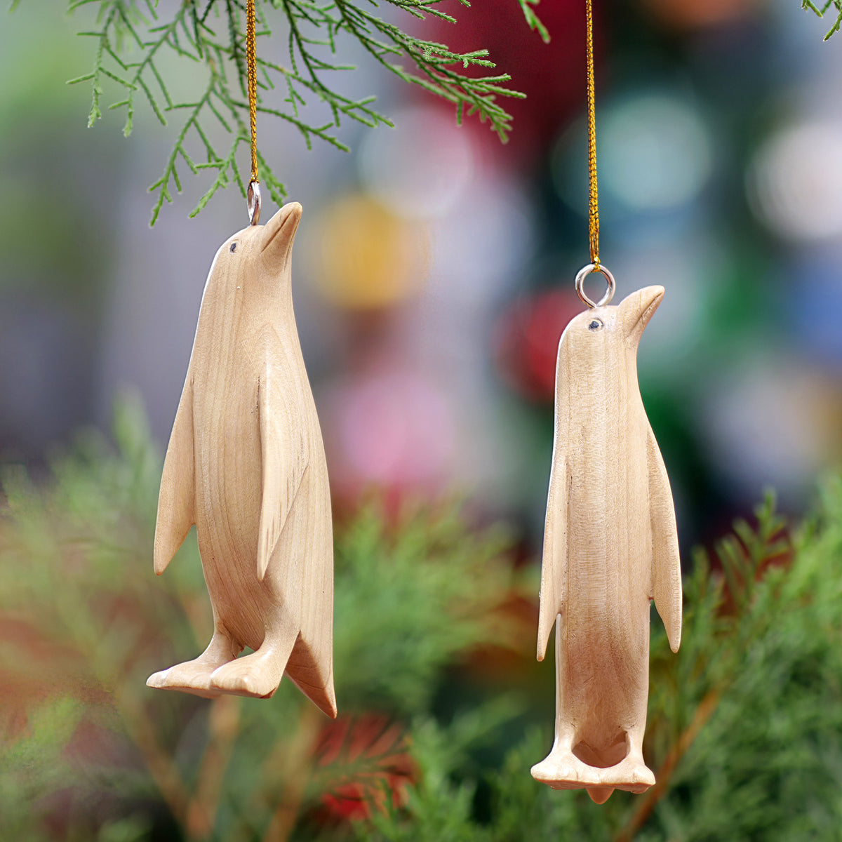 Wood Penguin Christmas Ornaments (Pair) - Adorable Penguins