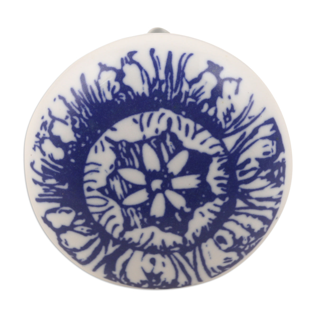 Set of 6  Blue Ceramic Knobs with Unique Patterns - Blue Imagination