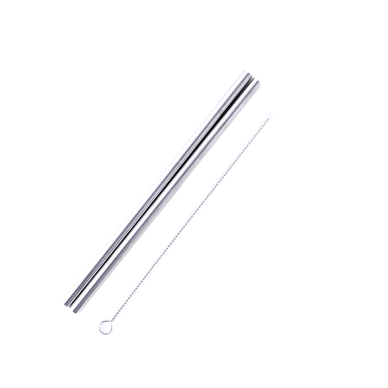 8.5" Wide Mouth Stainless Steel Drinking Straws - Set of 2