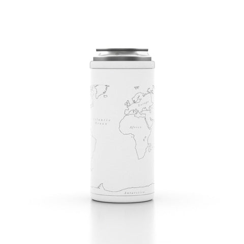 World Map Insulated 12 oz Slim Can Cooler