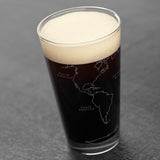 World Map Pint Glass - Set of 4