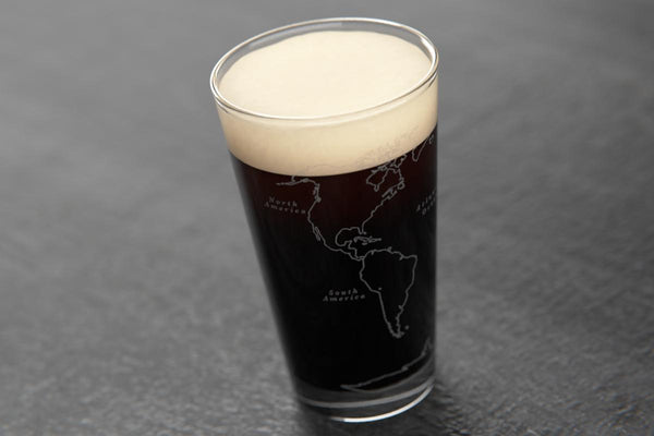 World Map Pint Glass - Set of 4