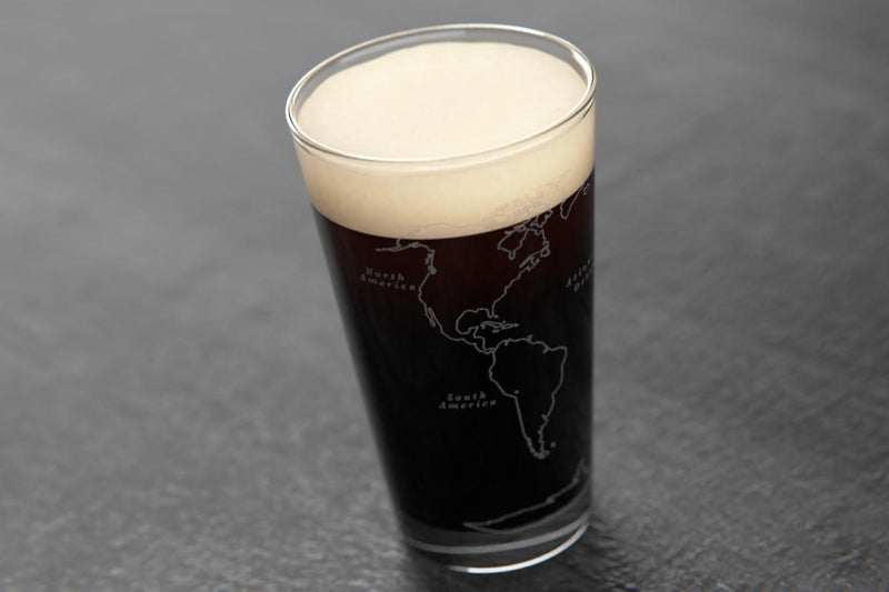 World Map Pint Glass - Set of 4