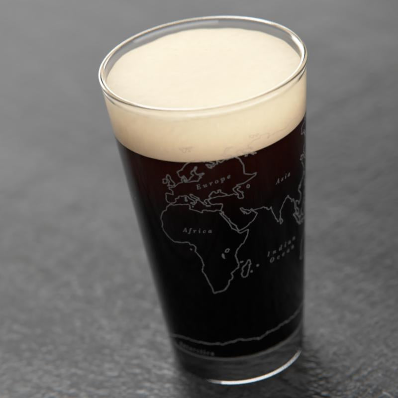 World Map Pint Glass - Set of 2