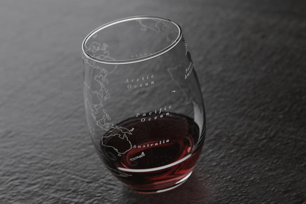 World Map Stemless Wine Glass - Set of 2