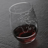 World Map Stemless Wine Glass - Set of 2