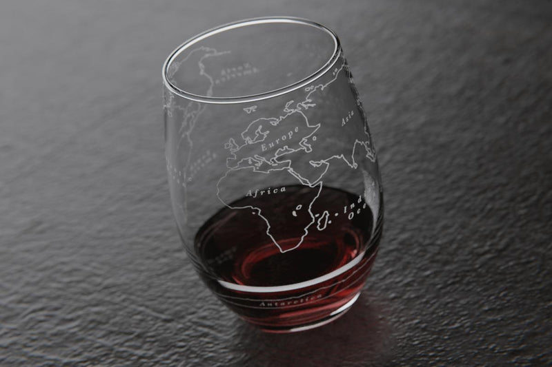 World Map Stemless Wine Glass - Set of 4