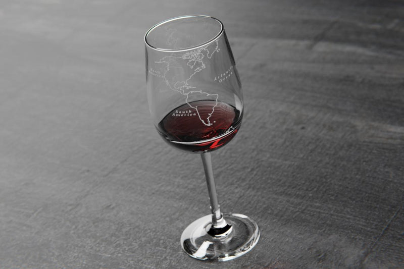 World Map Stemmed Wine Glass - Set of 4