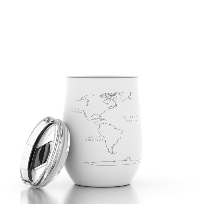 World Map 12 oz Insulated Wine Tumbler