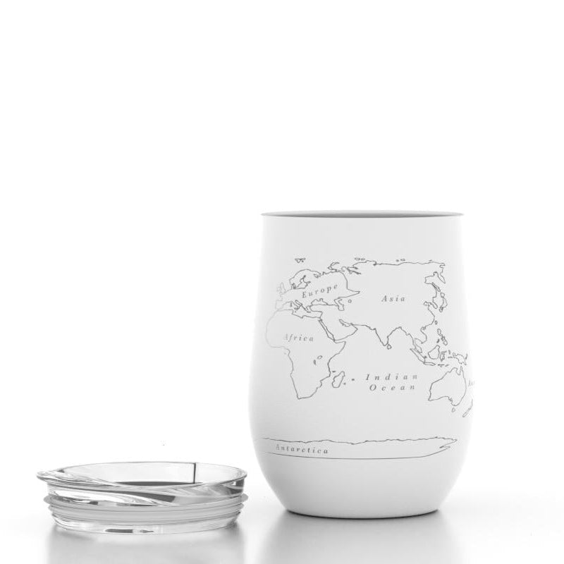 World Map 12 oz Insulated Wine Tumbler - Set of 2